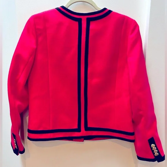 NWT J. Crew classic, 100% wool jacket in pink and midnight blue. Size 6. - Picture 4 of 9